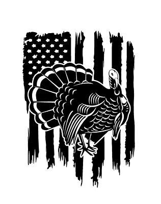 Distressed American Flag Turkey Hunt Gobbler Hunter Outdoor Decal