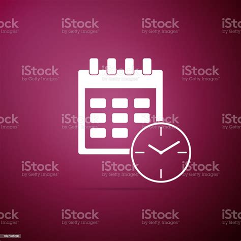 Kalender Und Uhrsymbol Auf Lila Hintergrund Isoliert Zeitplan Termin