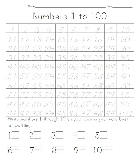 Free Printable Number Tracing Worksheets 1 100 Pdf Kidsworksheetfun