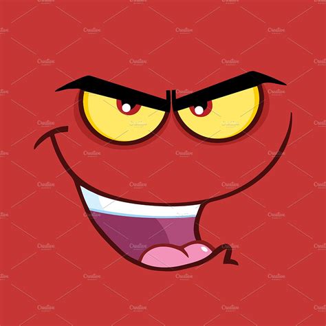 Evil Cartoon Funny Face Custom Designed Illustrations ~ Creative Market