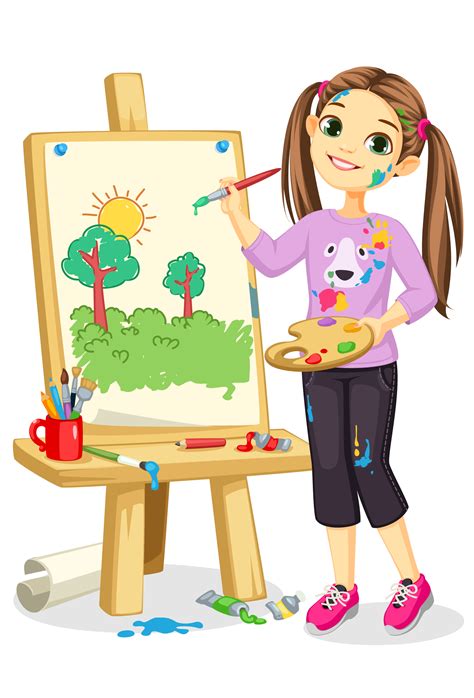 Please use and share these clipart pictures with your friends. Artist girl painting on canvas - Download Free Vectors ...
