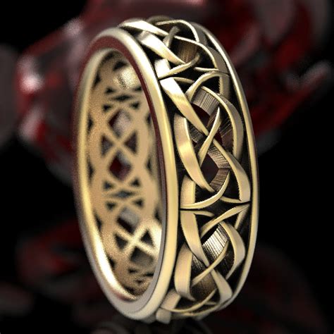 Modern Celtic Wedding Band Celtic Dara Knot Ring Woven Celtic Wedding