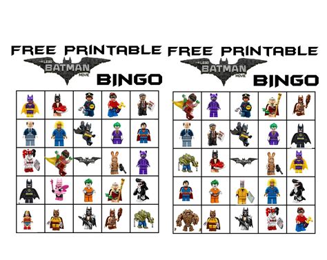 Free Printable Batman Bingo Cards
