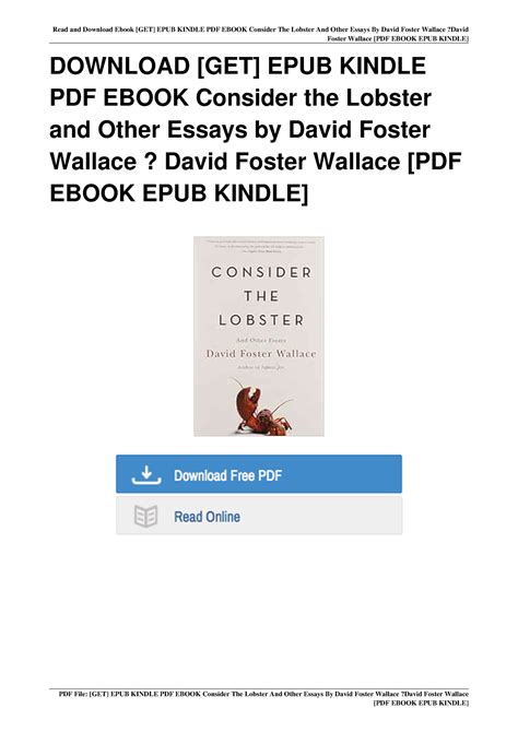 Read Pdf Ebook Epub Kindle Consider The Lobster And Other Essays By David Foster Wallace Ebook