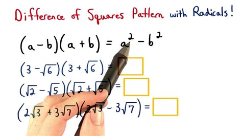 Difference of Squares Pattern with Radicals - Visualizing Algebra - YouTube