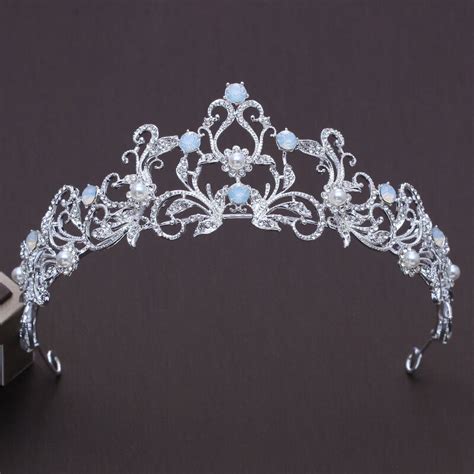 unique light blue crystal bridal tiaras crown princess rhinestone pageant crowns wedding hair