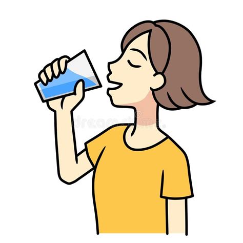 A Young Woman Drinking Water Stock Photo Illustration Of Wearing