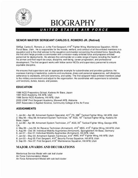 Use this sample to help you write your appeal letter. Army Board Biography Example Fresh Military Bio Carlos ...