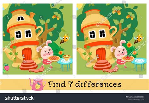 Find 7 Differences Game Children Fairy Stock Vector Royalty Free
