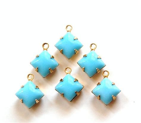 Opaque Light Blue Square Glass Stones In One By Yummytreasures