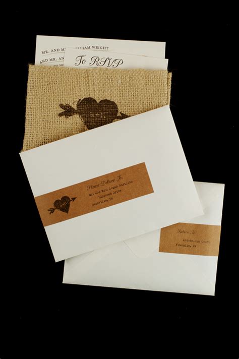 Ashley Nathans Whimsical And Rustic Burlap Wedding Invitations