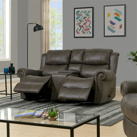 Prolounger Wall Hugger Rolled Arm Reclining Loveseat In Distressed Fog