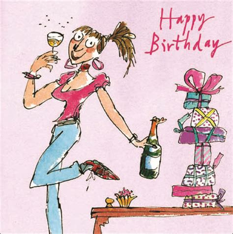 Quentin Blake Female Happy Birthday Greeting Card Square Humour Range Cards