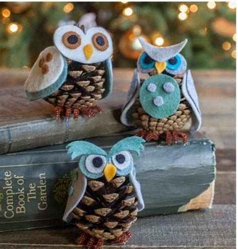 Felt And Pinecone Owl Ornaments These Cute Little Owls Come With Three