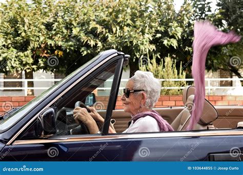 Old Woman Driving A Convertible Stock Image Image Of Camera Outdoors