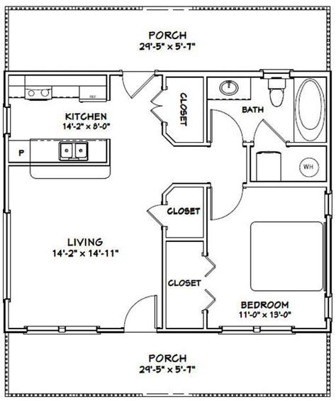 This is a pdf plan available for instant download. 30x24 House -- 1-Bedroom 1-Bath -- 720 sq ft -- PDF Floor ...