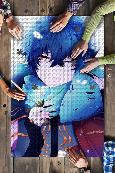 Anime Boy Dragon Blue Flowers 4k 12984 Jigsaw Puzzle Kids Toys In 500