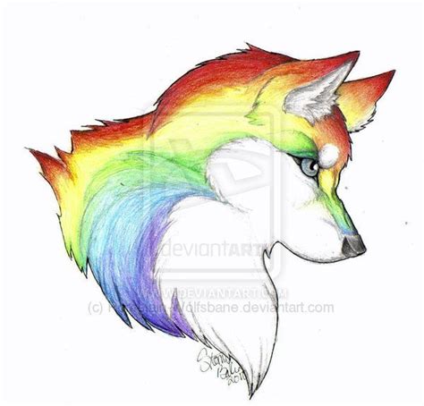 Rainbow Anime Wolf