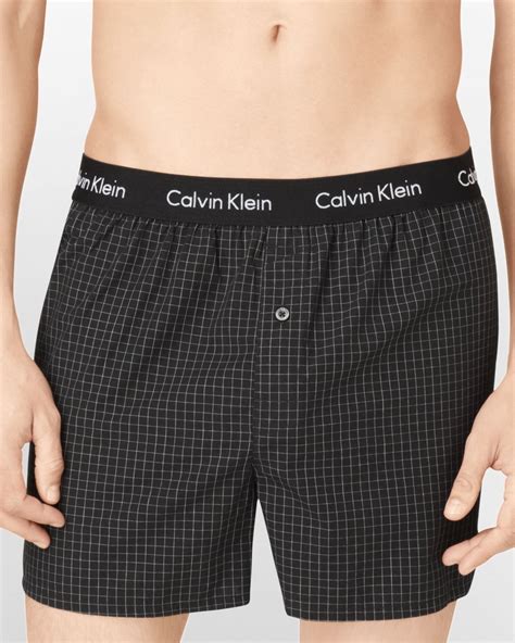 Lyst Calvin Klein Slim Fit Woven Plaid Boxer Shorts In Black For Men