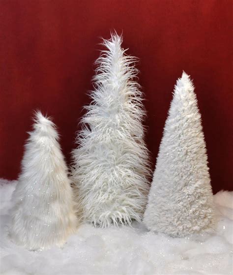 Faux Fur Tabletop Christmas Trees Christmas Ornament Crafts Tabletop