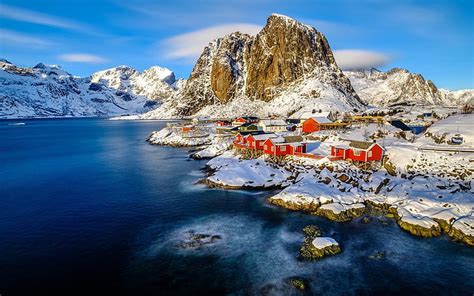 Hd Wallpaper Winter Landscape Norway Lofoten Islands Under Snow Cover