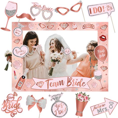 Buy Bridal Shower Photo Booth Props Bachelorette Decorations Including Rose Gold Photo Frame
