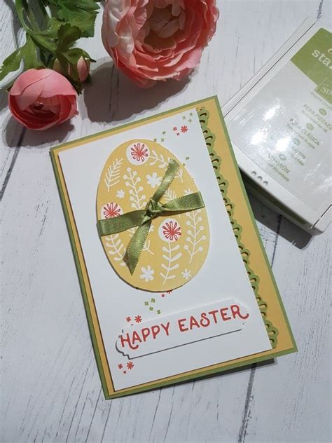All products are stampin' up! Stampin Up Hello Easter card www.facebook.com/TheStampingCat | Easter cards, Spring cards ...