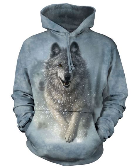 White Wolf Wolves The Mountain Snow Plow Pullover Hoodie Sweatshirt