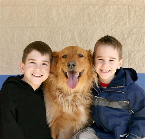 Boys And Golden Retriever Stock Photo Image Of Children 7523728