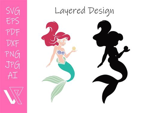 Ariel Little Mermaid Layered Svg Cricut Cut File Silhouette Etsy