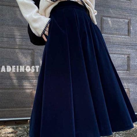 TIGENA Vintage Velvet Midi Long Skirt Women Fall Winter Elegant All