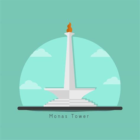 Monas Tower The Mascot Building From Jakarta City Indonesia Vector