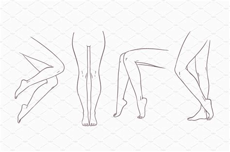 Set Of Various Female Pairs Of Legs Silhouette Art Female Drawing
