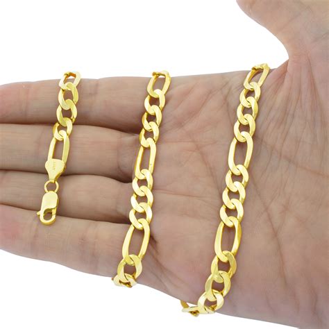 22 and 30 can be special ordered. Real 14K Yellow Gold Pure Mens 8mm Italian Figaro Chain ...