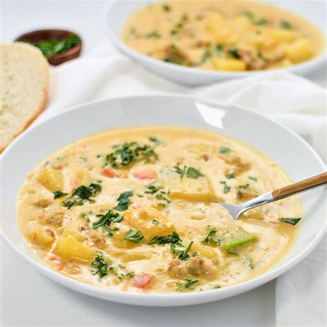 Roasted Garlic And Potato Soup With Sausage And Kalecooking And Beer