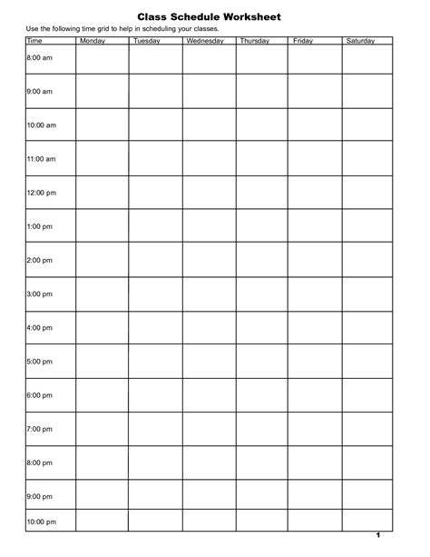 4 Best Images Of Class Time Schedule Printable Weekly Class Schedule