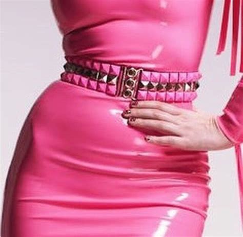 Pink Latex And A Studded Belt X Pink Latex Dress Pink Fashion Hot Pink
