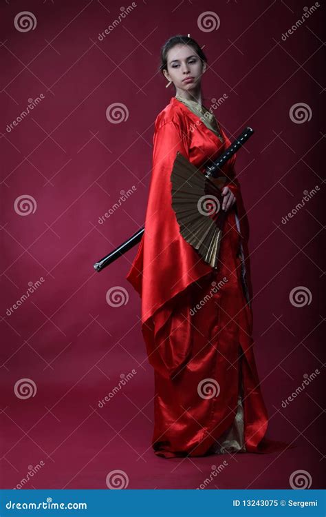 Girl In A Kimono With A Katana Royalty Free Stock Photo Image 13243075