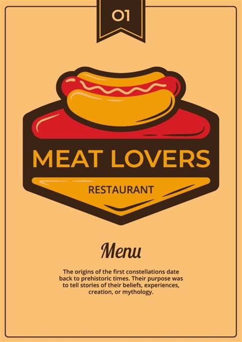 Personalize For Free This Hand Drawn Simple Meat Lovers Hot Dog Menu