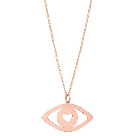 14k Rose Gold Evil Eye Heart Necklace