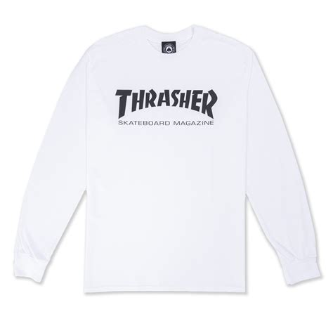 Thrasher Logo Long Sleeve T Shirt Whiteblack Consortium