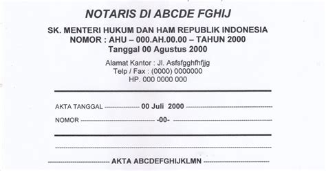 KUMPULAN AKTA NOTARIS DAN PPAT: Contoh Sampul Akta Notaris