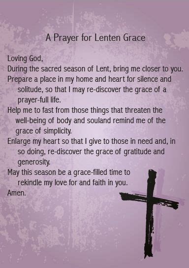 A Cross With The Words Prayer For Lenten Grace