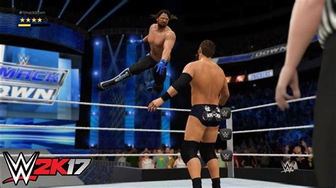 Wwe 2k17 Aj Styles Vs Curtis Axel Smackdown Ps4 Gameplay Youtube