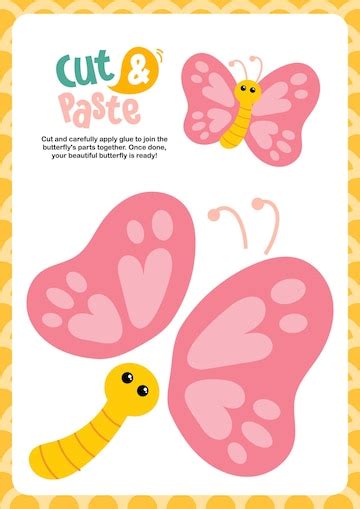 Premium Vector | Flat design vector cute cut paste glue printable learn
