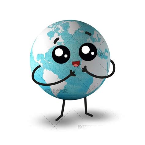 Happy Earth Planet La Tierra Dibujo Ilustraciones Infantiles