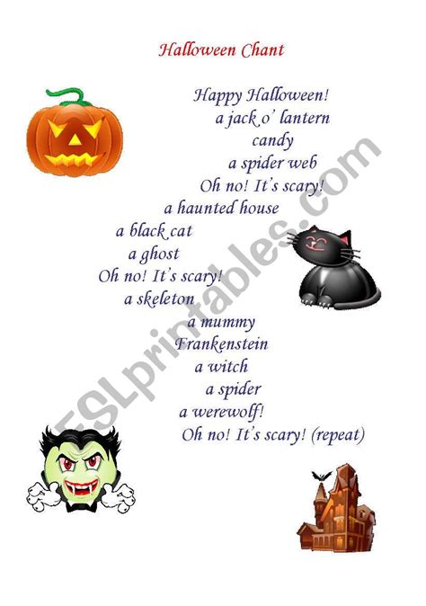 Utube Halloween Story In English Learn English Through Story - English worksheets: Halloween chant