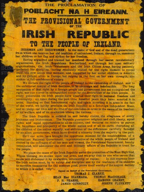 Proclamation Of The Irish Republic 1916 Burnt Surround Irish