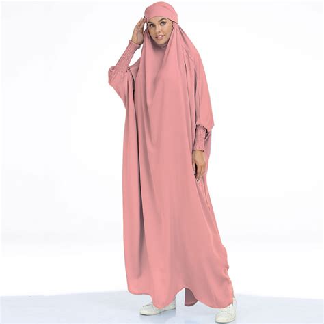Hooded Abaya Muslim Women Prayer Garment Dress Arabic Robe Overhead Kaftan Islamic Clothes Eid