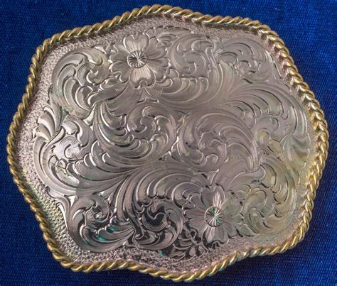 Shiny Detailed Western Silver Plated Belt Buckle